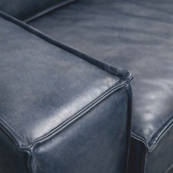 Luxus Leder Echtleder Sofa Vintage Blau Schwarz
