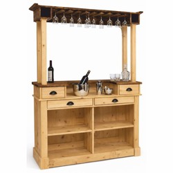 Landhausstil Massivholz Bar Theke Naturfarben Braun