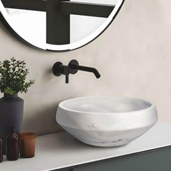 Casa Padrino lavabo de lujo de mármol blanco Ø 42 cm - Accesorios de baño de lujo