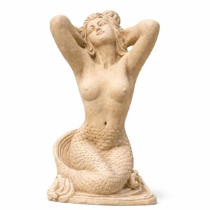 Casa Padrino Scultura Art Nouveau del Giardino Sirena Beige A. 57 cm