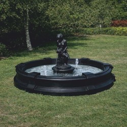 Runder Barock Garten Terrassen Brunnen Springbrunnen Schwarz