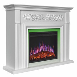 Casa Padrino chimenea eléctrica LED barroco blanco 121 x 35 x Al. 100 cm - Muebles barrocos