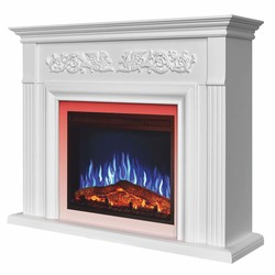 Casa Padrino chimenea eléctrica LED barroco blanco 121 x 35 x Al. 100 cm - Muebles barrocos