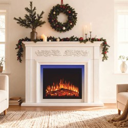 Casa Padrino chimenea eléctrica LED barroco blanco 121 x 35 x Al. 100 cm - Muebles barrocos