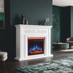 Casa Padrino chimenea eléctrica LED barroco blanco 121 x 35 x Al. 100 cm - Muebles barrocos