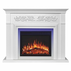 Casa Padrino chimenea eléctrica LED barroco blanco 121 x 35 x Al. 100 cm - Muebles barrocos