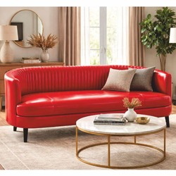 Casa Padrino canapé de luxe en cuir rouge / noir 180 cm - Meubles de salon en cuir véritable Casa Padrino canapé de luxe en cuir rouge / noir 180 cm - Meubles de salon en cuir véritable