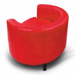 Casa Padrino poltrona di lusso in pelle rosso / nero - Mobili per soggiorno in vera pelle