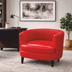 Casa Padrino poltrona di lusso in pelle rosso / nero - Mobili per soggiorno in vera pelle