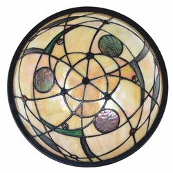 Casa Padrino Lámpara de Techo Tiffany Art Déco Colorida / Negro Ø 33 cm - Iluminación Tiffany