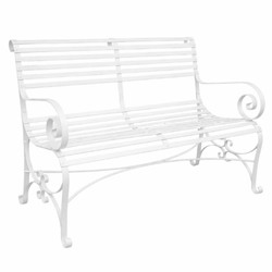 Casa Padrino Art Nouveau Wrought Iron Garden Bench White 120 cm - Garden Furniture