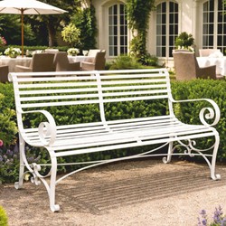 Casa Padrino Art Nouveau Wrought Iron Garden Bench White 120 cm - Garden Furniture