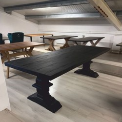 Casa Padrino tavolo da pranzo in stile country nero 240 cm - Mobili da pranzo rustici Casa Padrino tavolo da pranzo in stile country nero 240 cm - Mobili da pranzo rustici