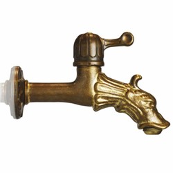 Casa Padrino Art Nouveau Wall Fountain White / Antique Brass H. 122 cm - Garden Accessories