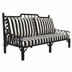 Casa Padrino Sofá Art Nouveau de Lujo Negro / Blanco 190 cm - Sofá para Hotel y Jardín