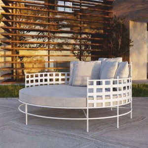 Casa Padrino Isla Tumbona de Lujo de Hierro Forjado Blanco / Gris Ø 170 cm - Muebles de Hotel y Jardín Casa Padrino Isla Tumbona de Lujo de Hierro Forjado Blanco / Gris Ø 170 cm - Muebles de Hotel y Jardín
