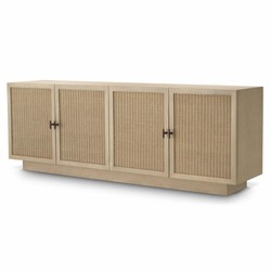 Luxus Massivholz Sideboard mit 4 Türen Beige Bronze