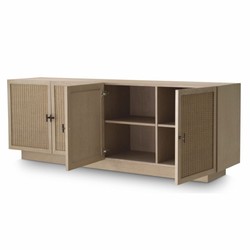 Luxus Massivholz Sideboard mit 4 Türen Beige Bronze