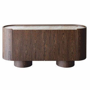 Casa Padrino Luxus Sideboard mit 2 Türen und Keramikplatte Braun / Creme 160 cm
