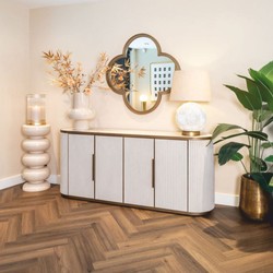 Casa Padrino Luxury Sideboard with 4 Doors and Ceramic Top White / Brass 192 cm