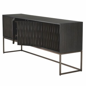 Casa Padrino Luxus Sideboard Schwarzgrau / Bronze 200 cm - Luxus Möbel