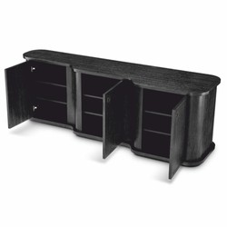 Casa Padrino Aparador de Lujo Negro-Gris / Bronce 220 cm - Muebles de Hoteles de Lujo