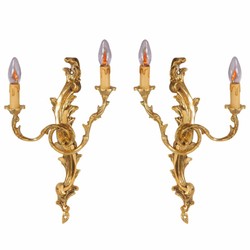 Casa Padrino ensemble de appliques murales baroques de luxe or H. 42 cm - Éclairage baroque