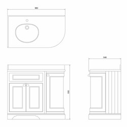 Landhausstil Waschbeckenschrank mit Waschbecken Weiß Matt Weiß