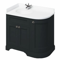 Landhausstil Waschbeckenschrank mit Waschbecken Weiß Matt Schwarz