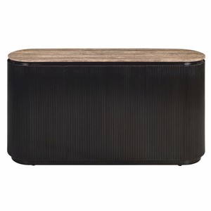 Casa Padrino Luxus Sideboard mit 2 Türen und Travertinplatte Dunkelbraun / Braun 160 cm