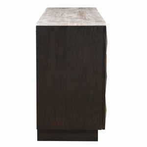 Casa Padrino Luxus Sideboard mit 4 Türen und Travertinplatte Dunkelbraun / Beige 170 cm