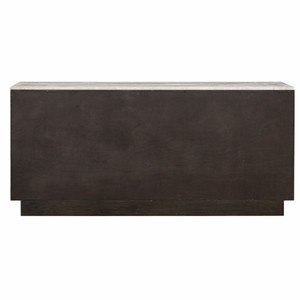 Casa Padrino Luxus Sideboard mit 4 Türen und Travertinplatte Dunkelbraun / Beige 170 cm