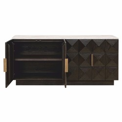 Luxus Sideboard mit 4 Türen und Travertinplatte Dunkelbraun Beige