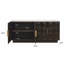 Luxus Sideboard mit 4 Türen und Travertinplatte Dunkelbraun Beige