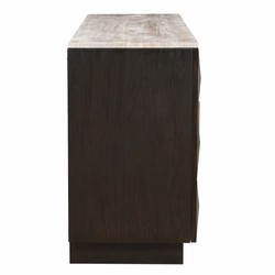 Luxus Sideboard mit 4 Türen und Travertinplatte Dunkelbraun Beige
