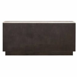Luxus Sideboard mit 4 Türen und Travertinplatte Dunkelbraun Beige