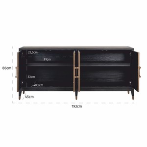 Casa Padrino Luxus Sideboard Schwarz / Grau / Messing 193 cm - Luxus Möbel