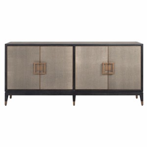 Casa Padrino Luxus Sideboard Schwarz / Grau / Messing 193 cm - Luxus Möbel