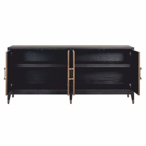 Casa Padrino Luxus Sideboard Schwarz / Grau / Messing 193 cm - Luxus Möbel