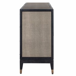 Luxus Sideboard mit 4 Türen Schwarz Grau Messing