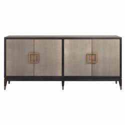 Luxus Sideboard mit 4 Türen Schwarz Grau Messing