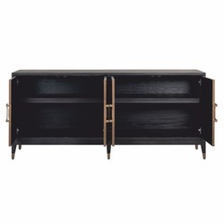 Luxus Sideboard mit 4 Türen Schwarz Grau Messing