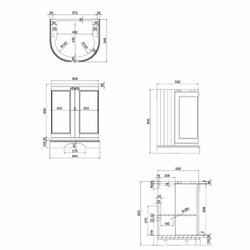 Landhausstil Waschbeckenschrank mit Waschbecken Matt Schwarz