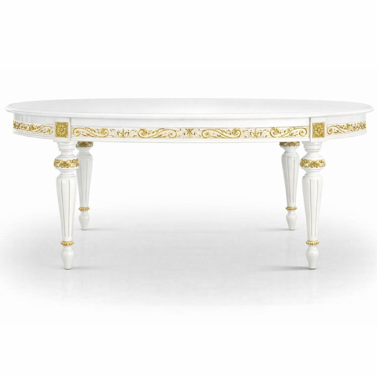 Casa Padrino mesa de comedor barroco de lujo blanco / oro 160-210 cm - Muebles barrocos - Hecho en Italia Casa Padrino mesa de comedor barroco de lujo blanco / oro 160-210 cm - Muebles barrocos - Hecho en Italia