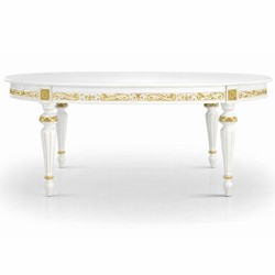 Casa Padrino table à manger baroque de luxe blanc / or 160-210 cm - Meubles baroques - Fabriqué en Italie Casa Padrino table à manger baroque de luxe blanc / or 160-210 cm - Meubles baroques - Fabriqué en Italie