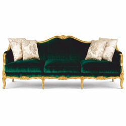Casa Padrino Divano Barocco di Lusso Verde / Oro 220 cm - Mobili per Soggiorno Barocchi