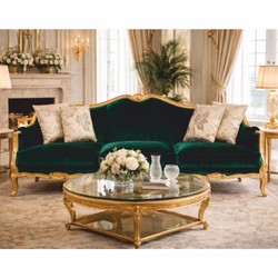 Casa Padrino Divano Barocco di Lusso Verde / Oro 220 cm - Mobili per Soggiorno Barocchi