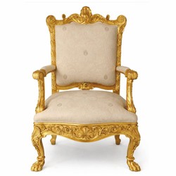 Casa Padrino Sillón Barroco de Lujo de Salón Beige / Oro Al. 123 cm - Hecho en Italia