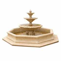 Casa Padrino Baroque Fountain Beige Ø 350 x H. 180 cm - Baroque Style Garden Decor