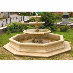 Casa Padrino Baroque Fountain Beige Ø 350 x H. 180 cm - Baroque Style Garden Decor